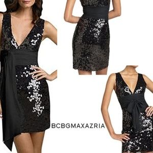 BCBG Max Azaria  Black Sequin Cocktail Dress